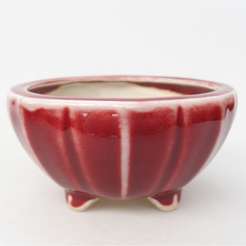 Bonsaischaal van keramiek 11 x 11 x 5,5 cm, kleur rood