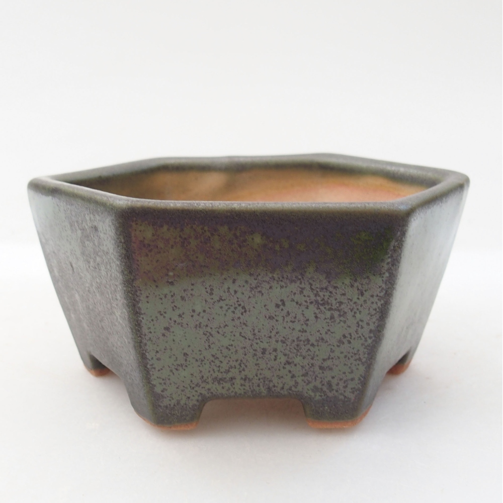 Bonsaischaal van keramiek 10 x 9 x 5 cm, groen