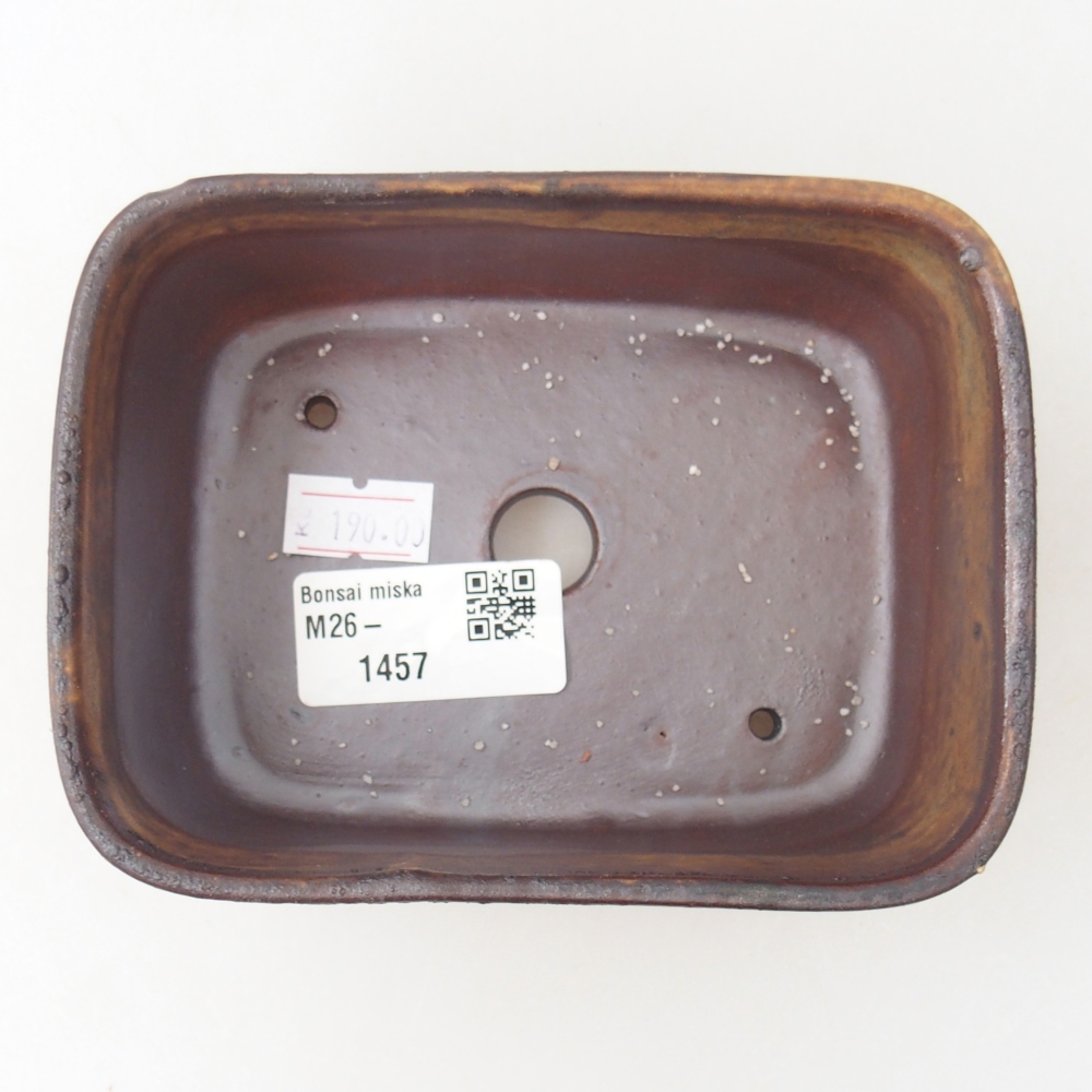 Bonsaischaal van keramiek 12,5 x 9,5 x 5 cm, bruin