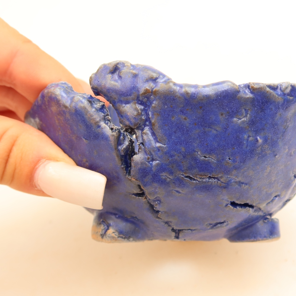 Keramische schaal  11,5 x 10,5 x 6,5 cm, kleur: blauw