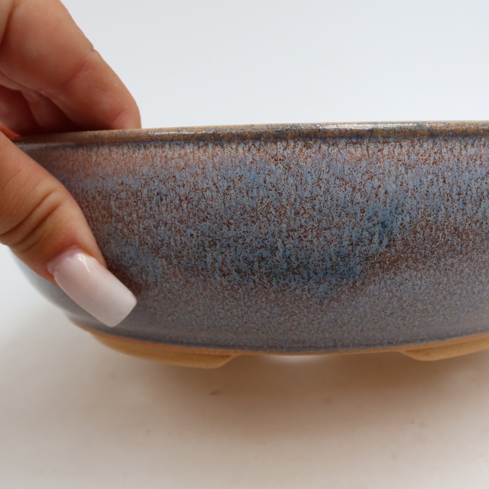 Bonsaischaal van keramiek 21,5 x 21,5 x 6,5 cm, kleur blauw