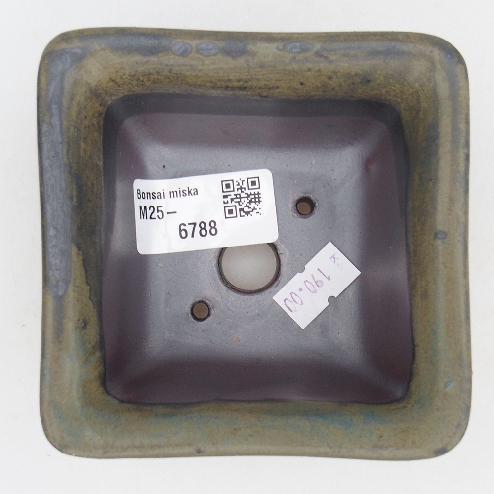 Bonsaischaal van keramiek 10 x 10 x 6 cm, bordeauxrood