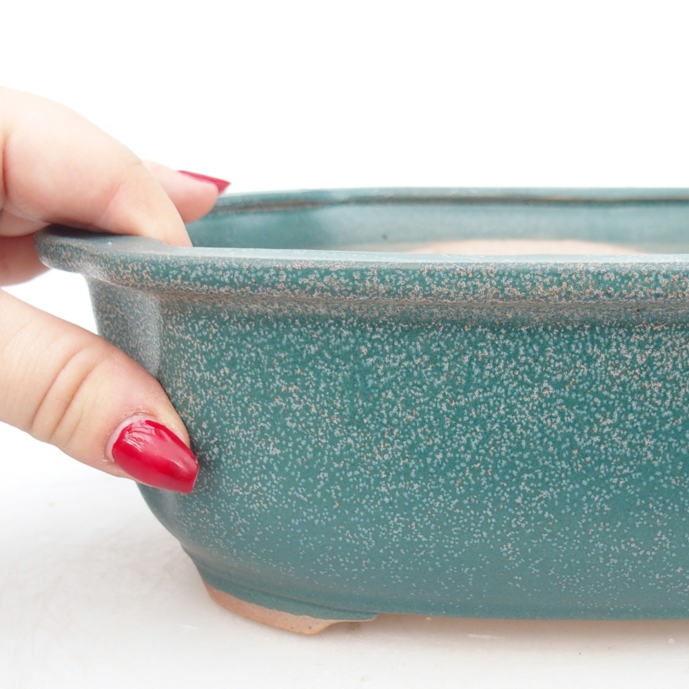 Bonsaischaal van keramiek 22 x 18 x 7,5 cm, kleur blauw