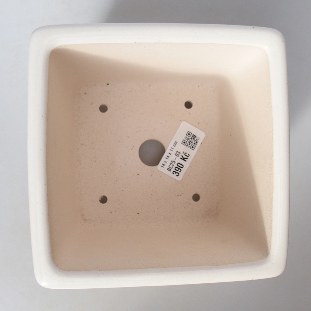 Bonsaischaal van keramiek 14 x 14 x 11 cm, kleur wit