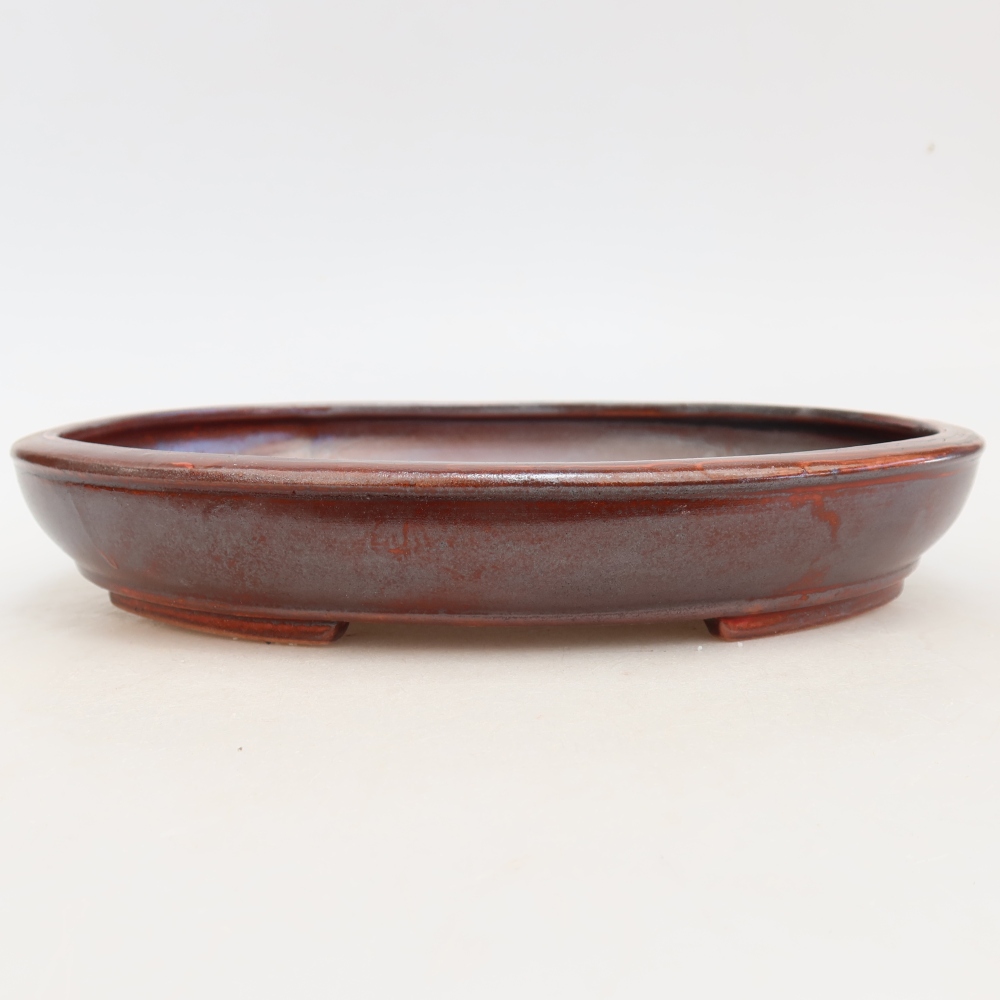 Keramische bonsaipot 24,5 x 20 x 4 cm, kleur metaalrood