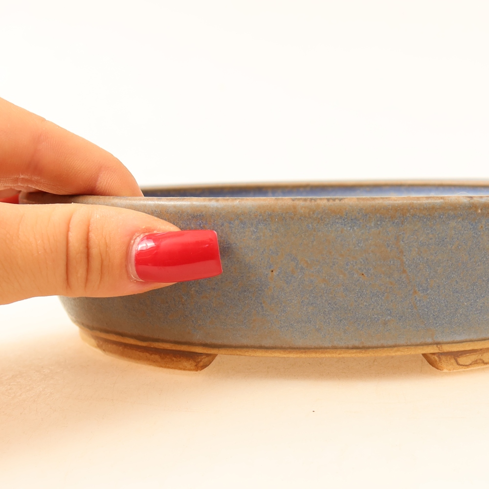 Bonsaischaal van keramiek 18,5 x 16,5 x 4,5 cm, kleur blauw