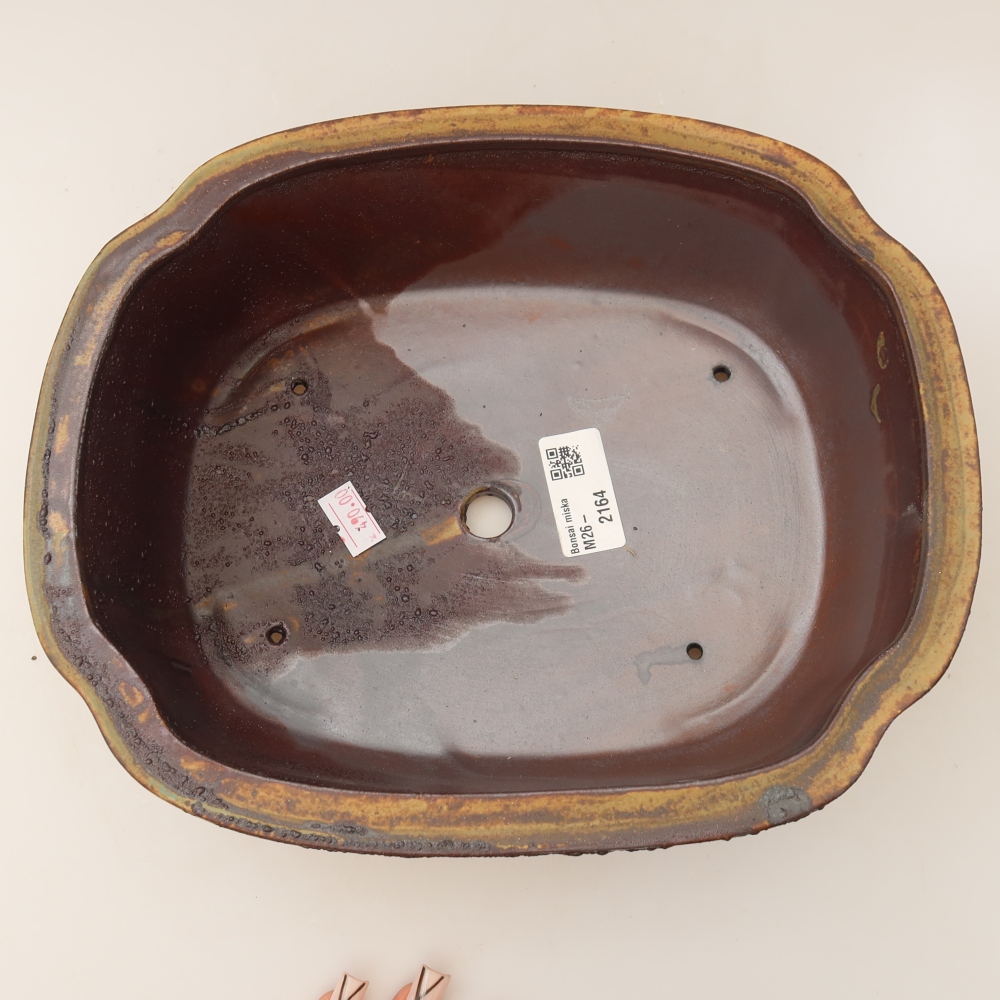 Keramische bonsaipot 24,5 x 21 x 7,5 cm, kleur bruin
