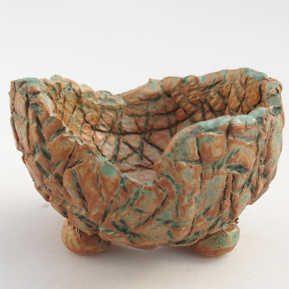 Keramisch Schelp 10 x 9,5 x 6,5 cm , kleur bruin-groen