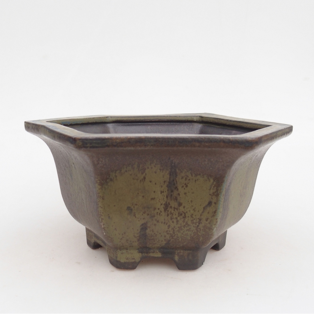 Bonsaischaal van keramiek 18,5 x 16,5 x 9 cm, bruin