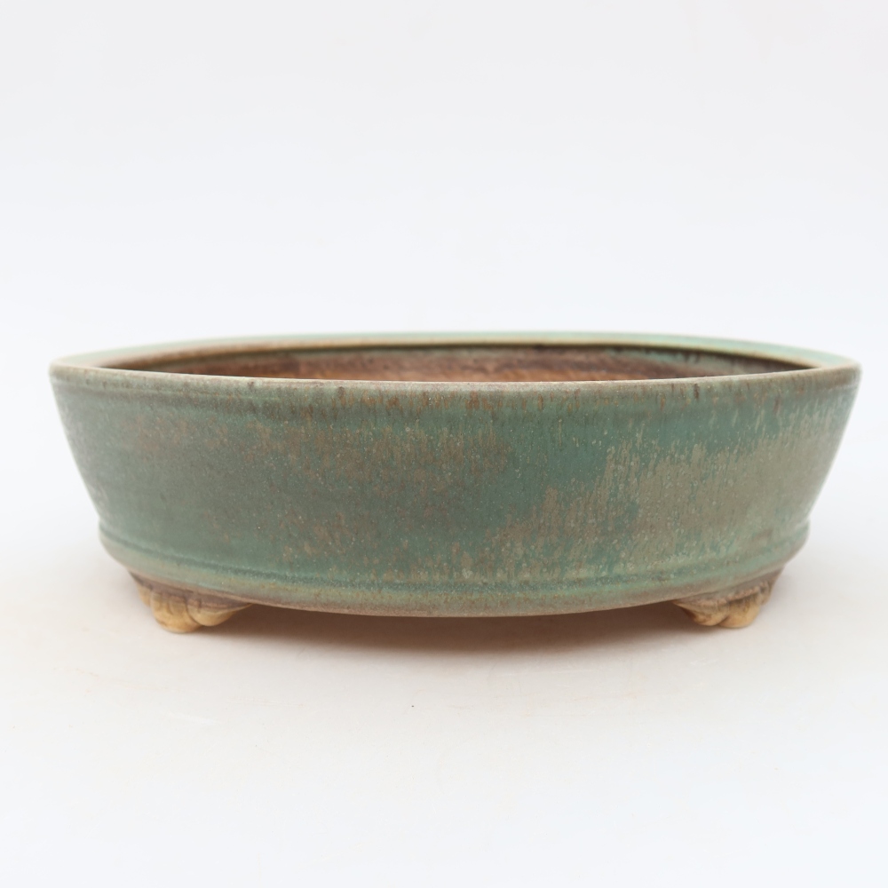 Bonsaischaal van keramiek 21,5 x 21,5 x 6 cm, groen