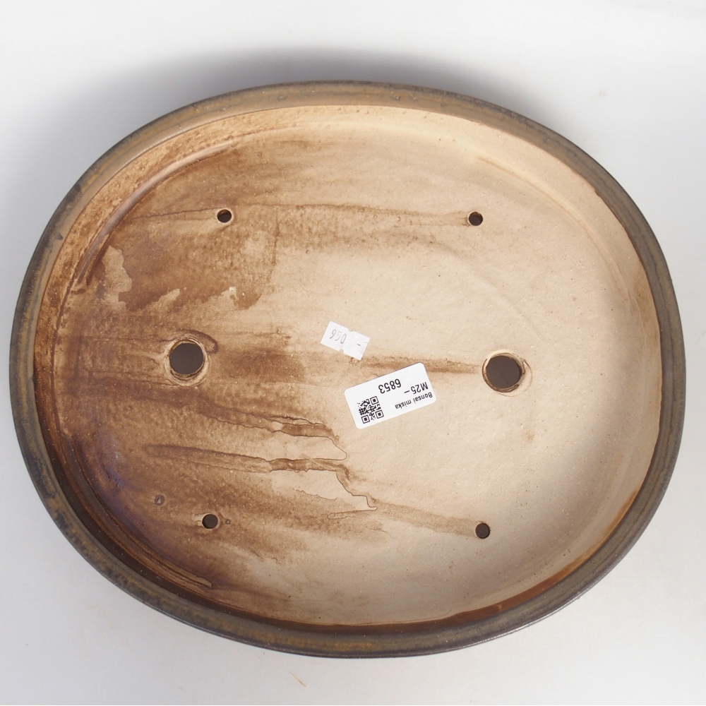 Bonsaischaal van keramiek 30,5 x 26,5 x 4 cm, bruin