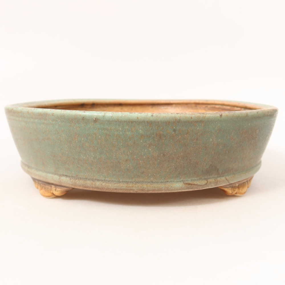 Bonsaischaal van keramiek 21,5 x 21,5 x 6 cm, groen