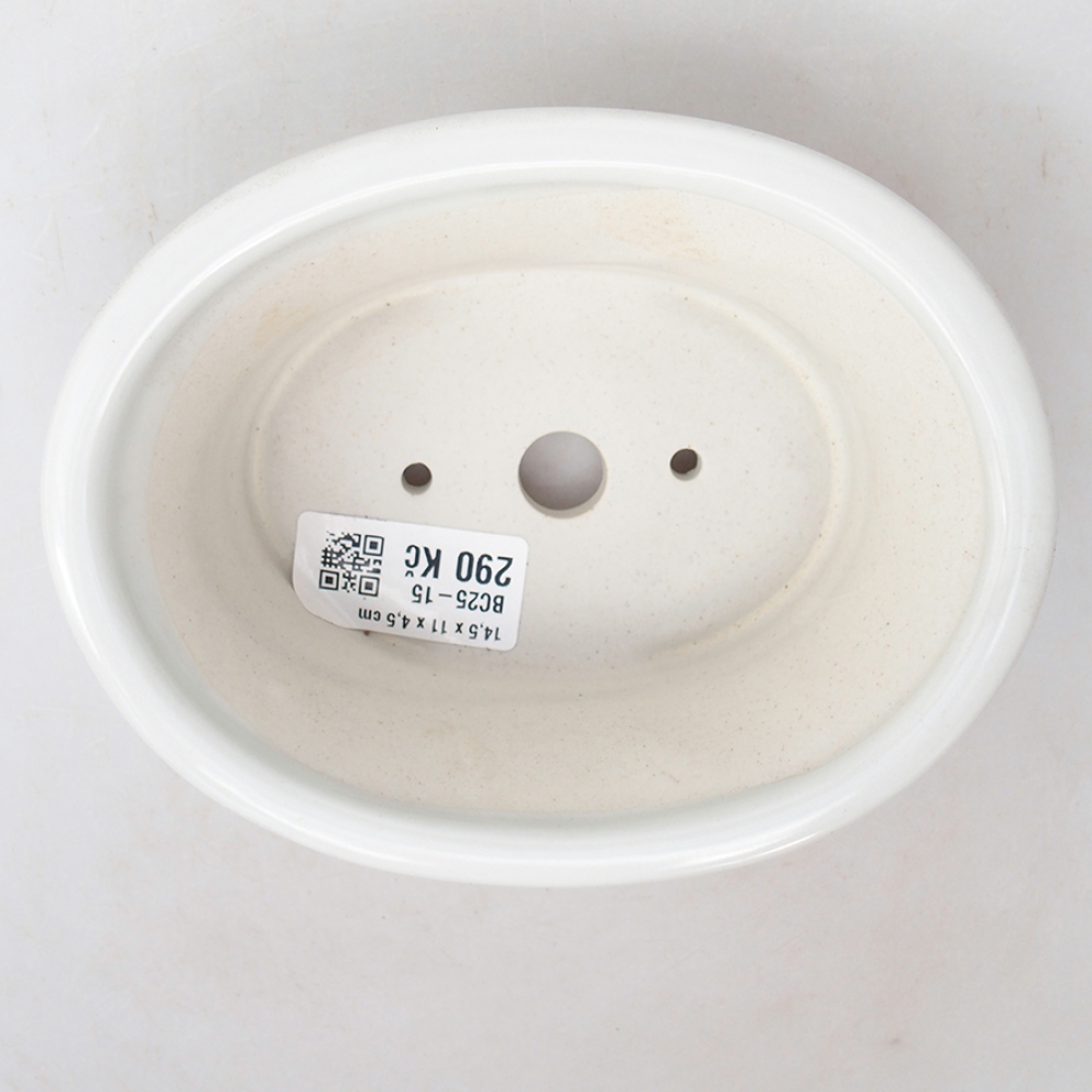 Bonsaischaal van keramiek 14,5 x 11 x 4,5 cm, kleur wit