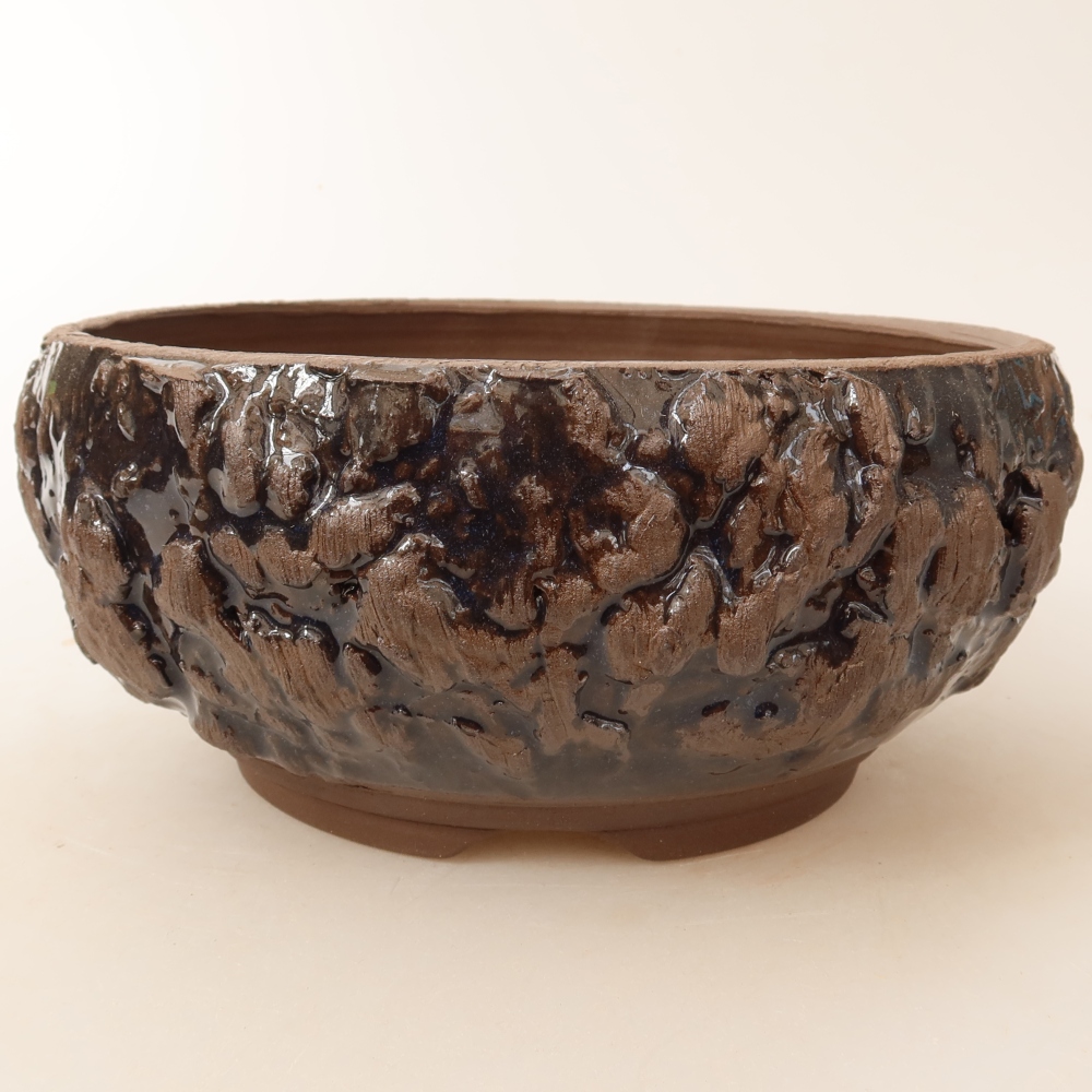 Keramische bonsaischaal 17 x 17 x 8 cm, kleur bruin
