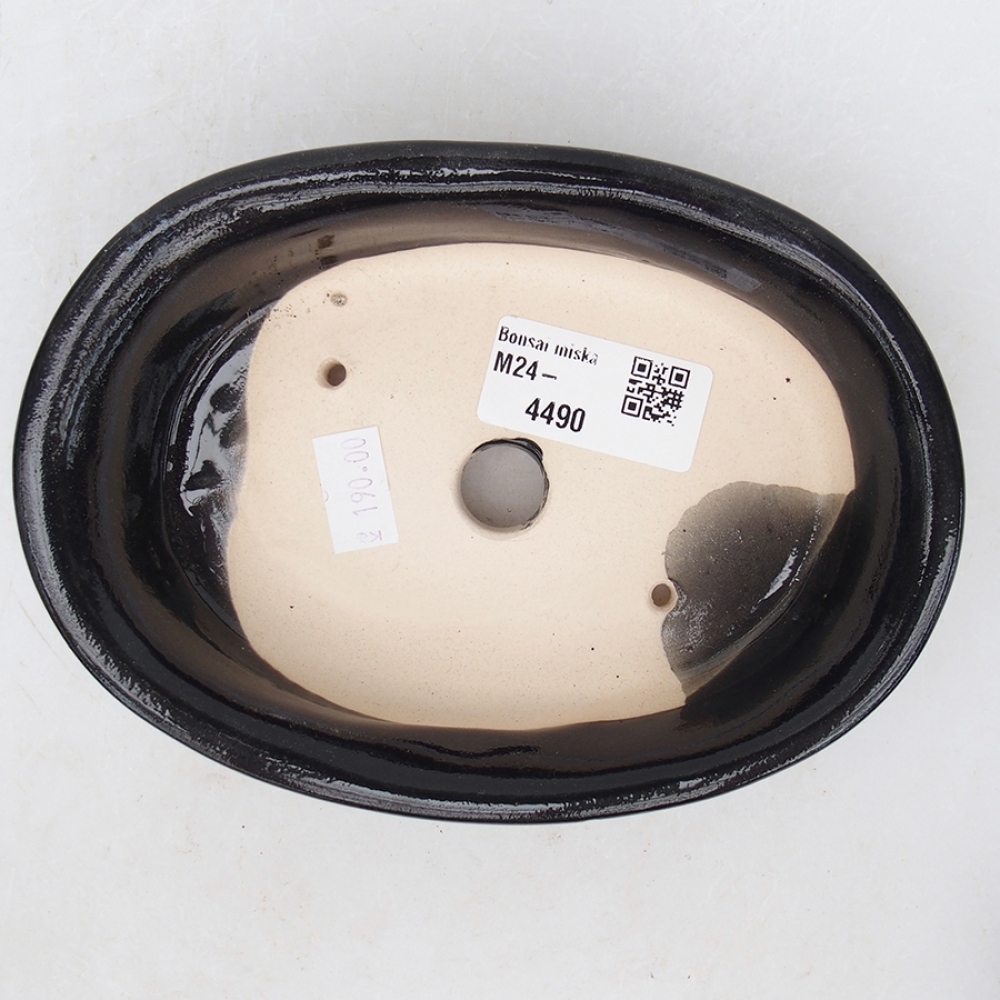 Bonsaischaal van keramiek 15 x 11 x 3,5 cm, kleur zwart