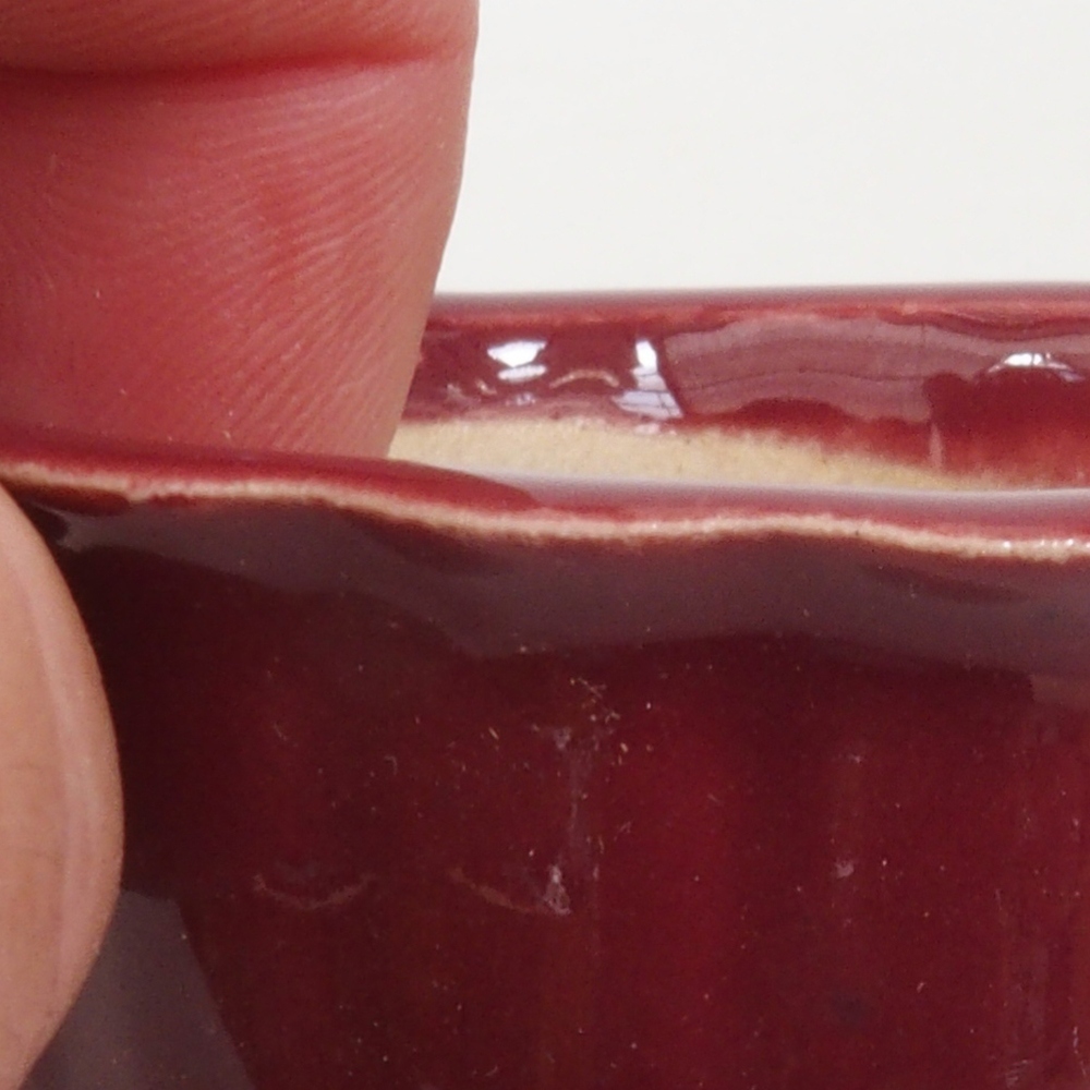 Mini bonsaischaal 6,5 x 6,5 x 3,5 cm, bordeauxrood