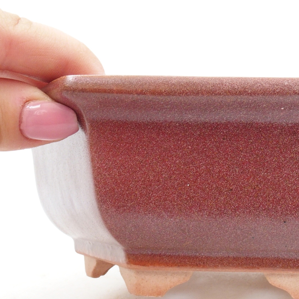 Bonsaischaal van keramiek 14 x 11 x 4 cm, bordeauxrood