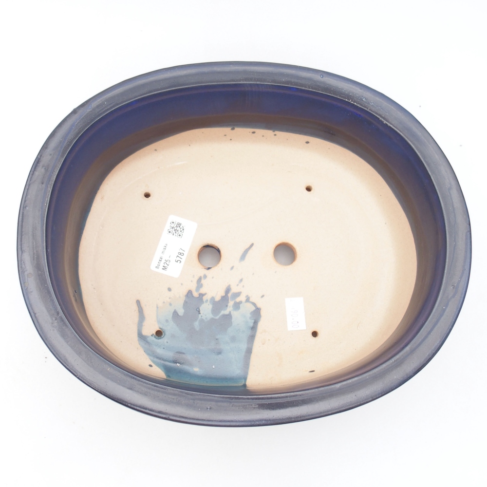 Bonsaischaal van keramiek 26 x 22 x 8 cm, kleur blauw