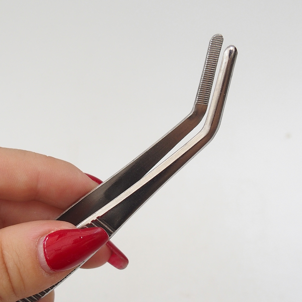 Spatel en gebogen pincet 22 cm - roestvrij staal