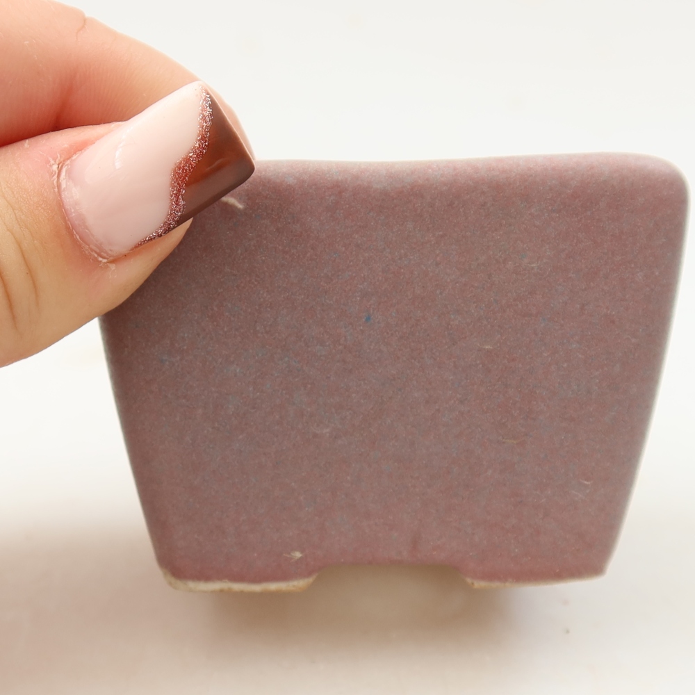 Bonsaischaal van keramiek 6,5 x 6,5 x 5 cm, kleur paars