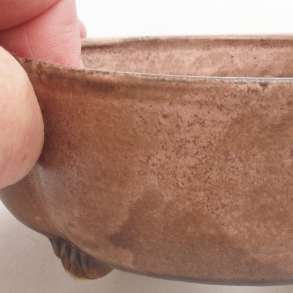 Bonsaischaal van keramiek 10 x 8,5 x 4 cm, bruin