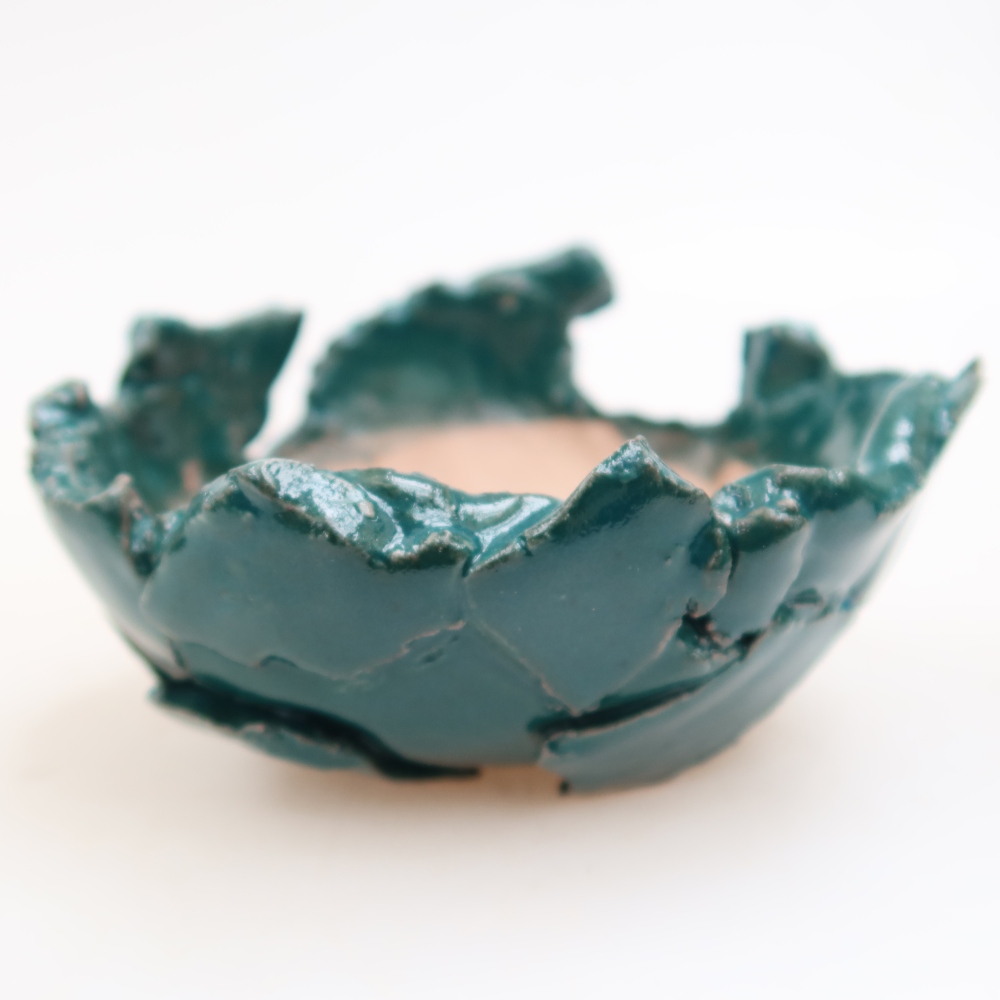 Keramische schaal  10,5 x 10,5 x 6 cm, kleur groen