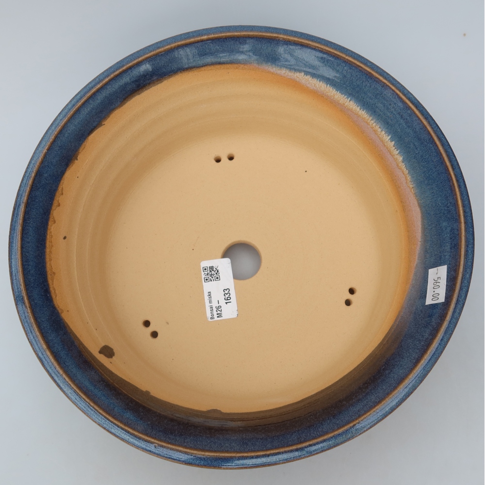 Bonsaischaal van keramiek 26 x 26 x 8,5 cm, kleur blauw