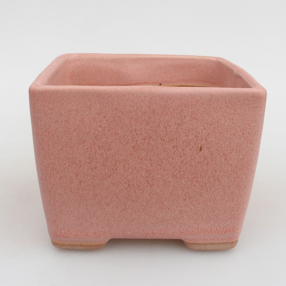 Bonsaischaal van keramiek 11 x 11 x 8,5 cm, roze