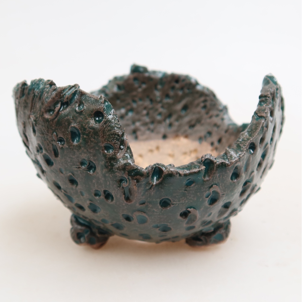 Keramische schaal  10 x 10 x 6,5 cm, kleur groen