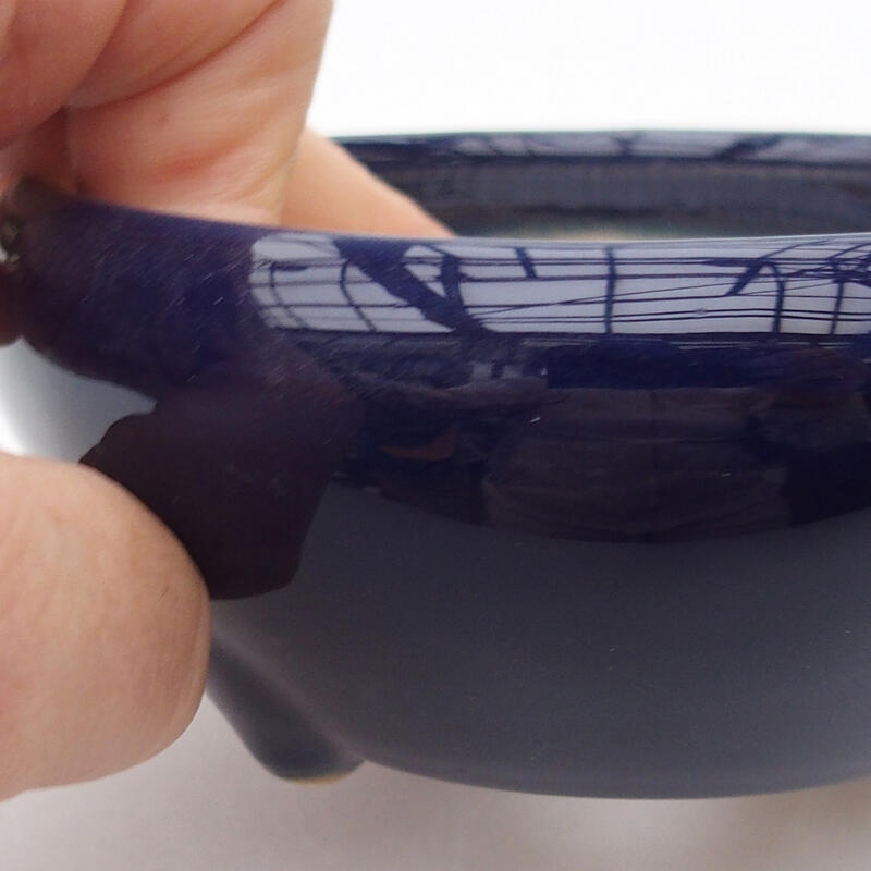 Bonsaischaal van keramiek 10,5 x 10,5 x 4,5 cm, kleur blauw