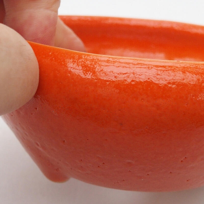Bonsaischaal van keramiek 10,5 x 10,5 x 4,5 cm, oranje