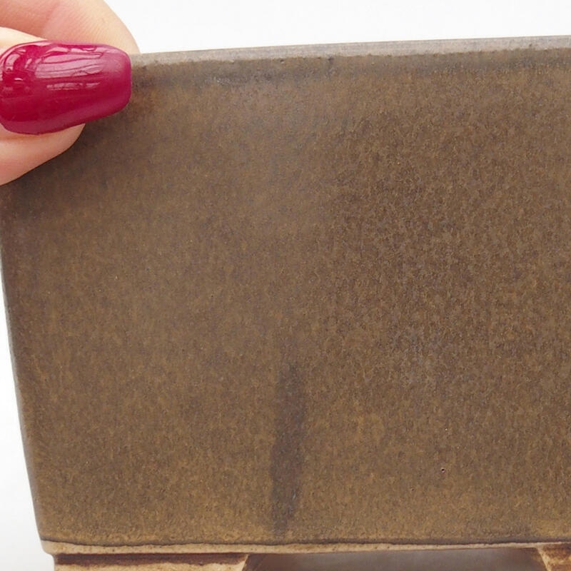 Bonsaischaal van keramiek 10,5 x 10,5 x 6,5 cm, bruin