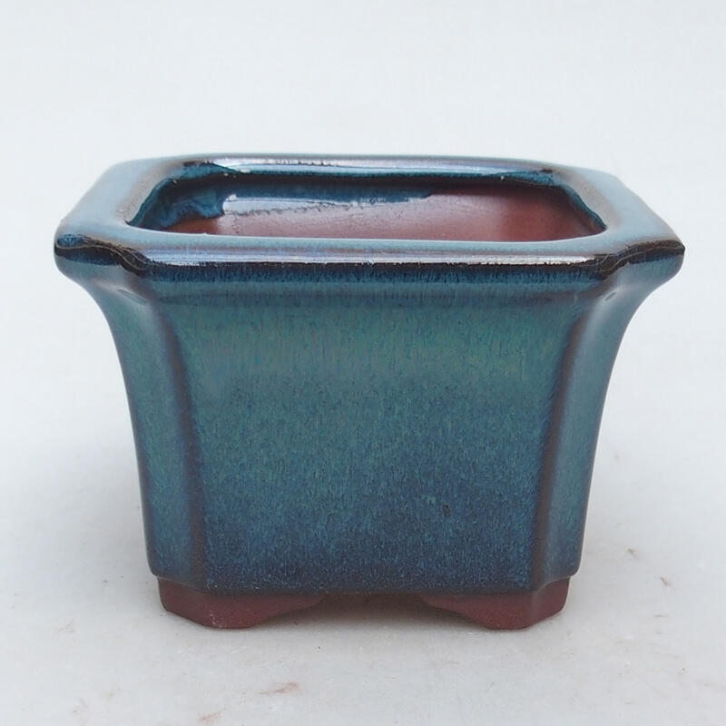 Bonsaischaal van keramiek 10,5 x 10,5 x 7,5 cm, kleur blauw
