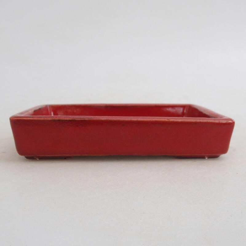 Bonsaischaal van keramiek 10,5 x 7,5 x 2 cm, kleur rood