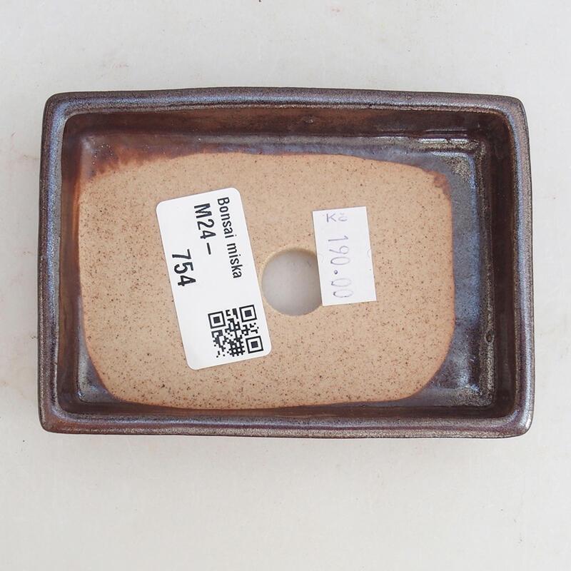 Bonsaischaal van keramiek 10,5 x 7,5 x 2 cm, bruin