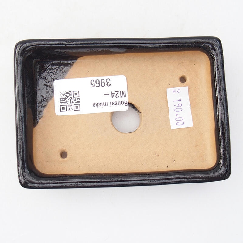Bonsaischaal van keramiek 10,5 x 7 x 2 cm, kleur zwart