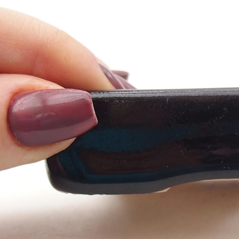 Bonsaischaal van keramiek 10,5 x 7 x 2 cm, kleur zwart