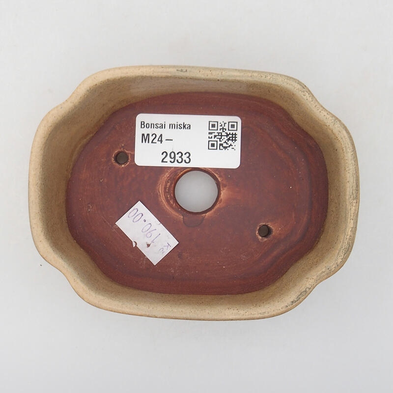 Bonsaischaal van keramiek 10,5 x 8 x 3,5 cm, kleur beige