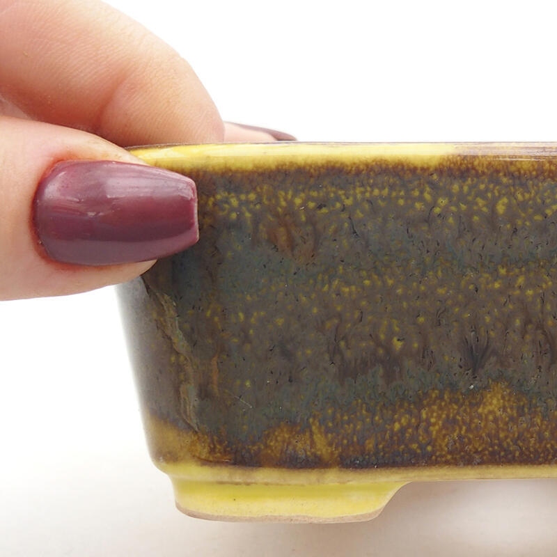 Bonsaischaal van keramiek 10,5 x 9,5 x 4 cm, geel