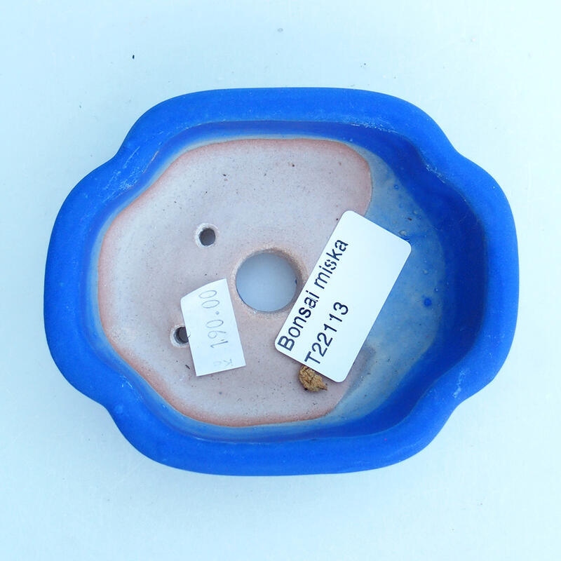 Bonsaischaal van keramiek 10,5 x 9 x 3,5 cm, kleur blauw