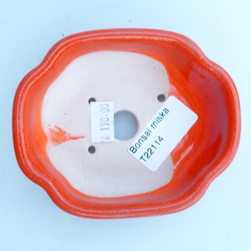 Bonsaischaal van keramiek 10,5 x 9 x 3,5 cm, oranje
