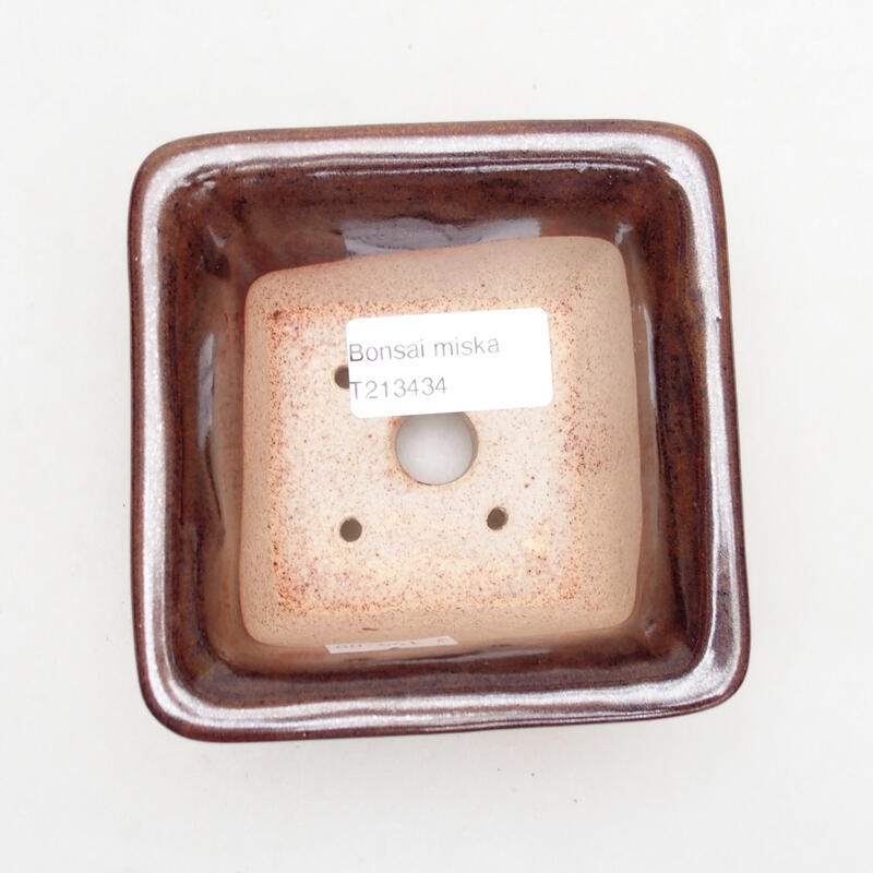 Bonsaischaal van keramiek 10 x 10 x 6 cm, bruin