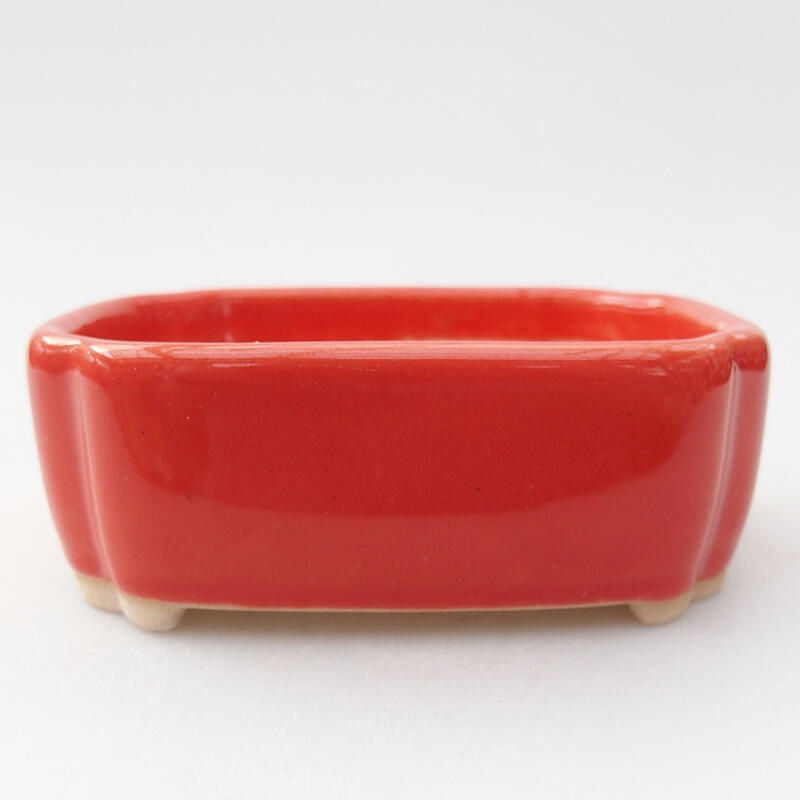 Bonsaischaal van keramiek 10 x 5,5 x 4 cm, kleur rood