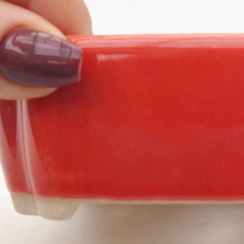 Bonsaischaal van keramiek 10 x 5,5 x 4 cm, kleur rood