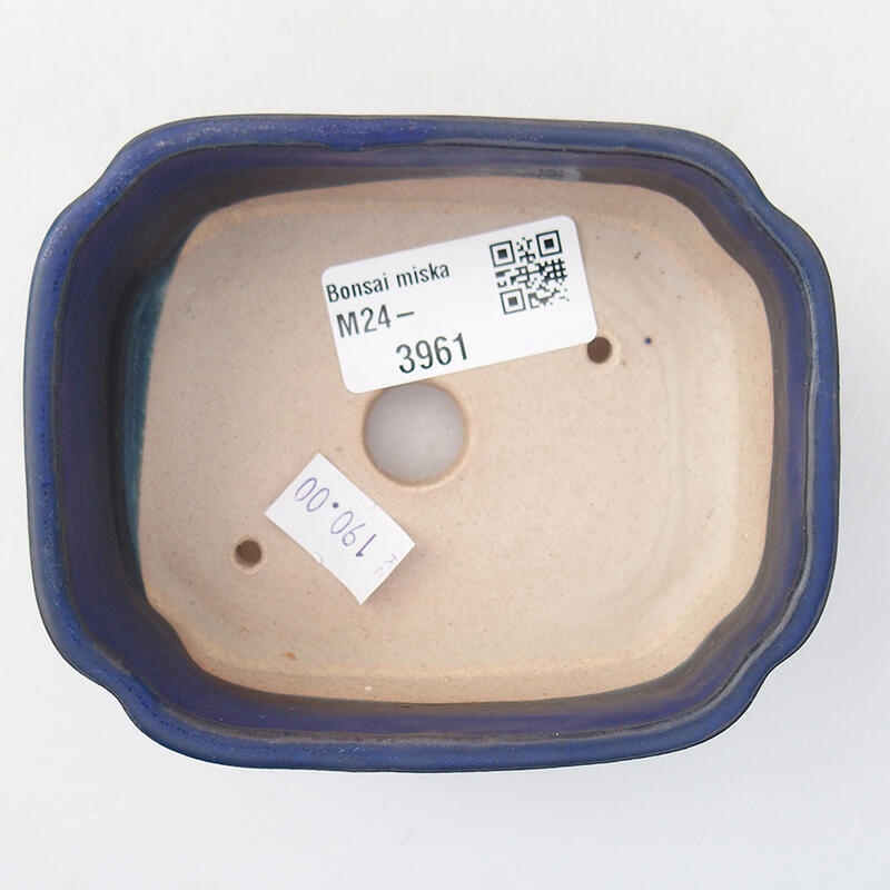Bonsaischaal van keramiek 10 x 5,5 x 4 cm, kleur blauw