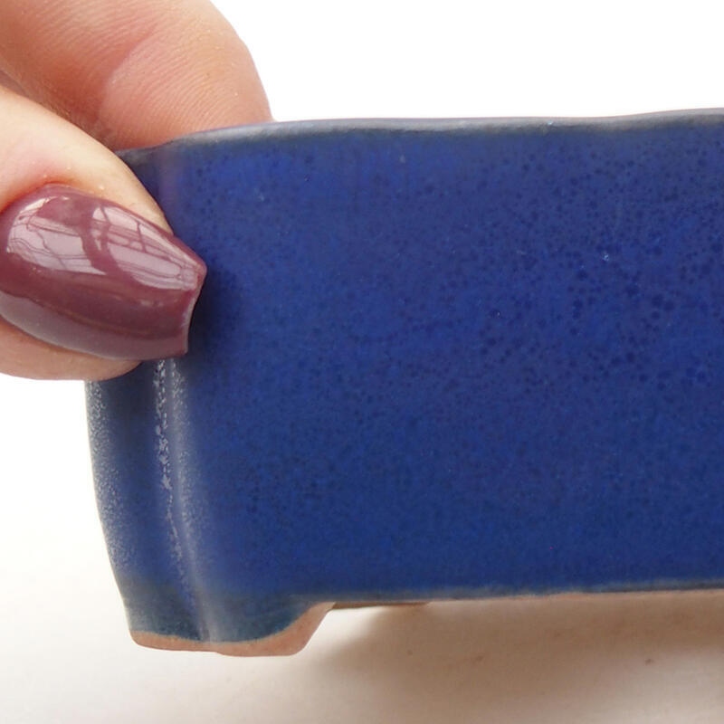 Bonsaischaal van keramiek 10 x 5,5 x 4 cm, kleur blauw