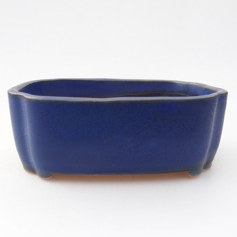 Bonsaischaal van keramiek 10 x 5,5 x 4 cm, kleur blauw