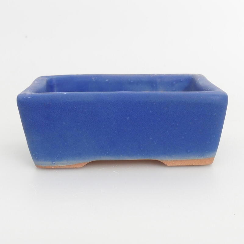 Bonsaischaal van keramiek 10 x 7,5 x 3,5 cm, kleur blauw