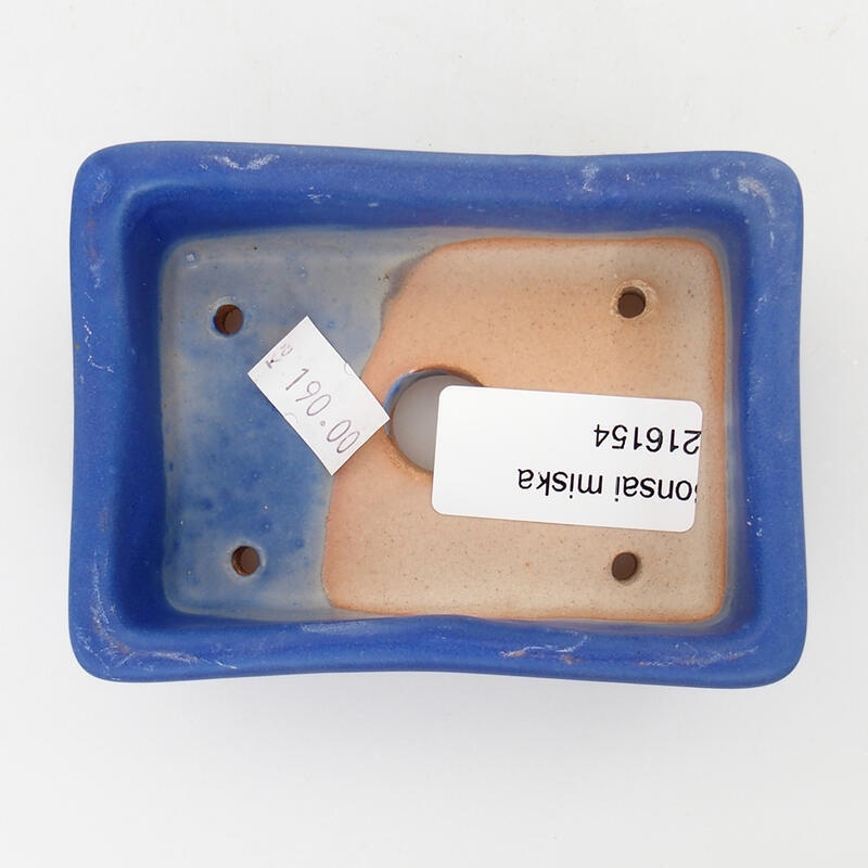 Bonsaischaal van keramiek 10 x 7,5 x 3,5 cm, kleur blauw