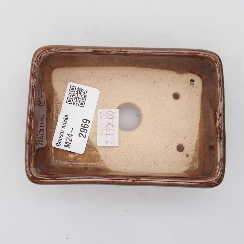Bonsaischaal van keramiek 10 x 7 x 3 cm, bruin